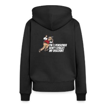 Pension de retraité drôle N’oubliez pas ma réduction - Sweat à capuche Premium bio Femme - noir - Dos - Julia (174cm)