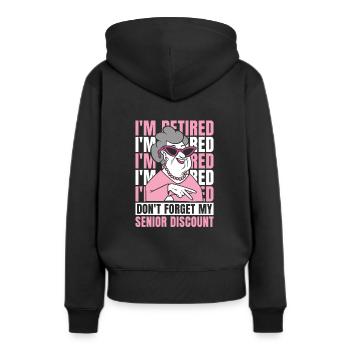 Pension de retraite à la retraite - Sweat à capuche Premium bio Femme - noir - Dos - Julia (174cm)