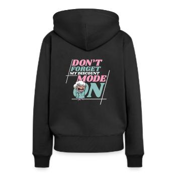 Pension de retraité N’oubliez pas ma réduction - Sweat à capuche Premium bio Femme - noir - Dos - Julia (174cm)