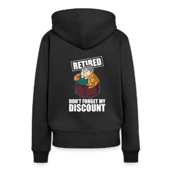 Pension de retraité N’oubliez pas ma réduction - Sweat à capuche Premium bio Femme - noir - Dos - Julia (174cm)