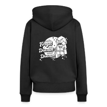 Pension de retraité N’oubliez pas ma réduction - Sweat à capuche Premium bio Femme - noir - Dos - Julia (174cm)