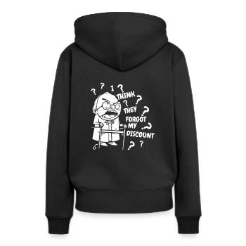 Pension de retraité N’oubliez pas ma réduction - Sweat à capuche Premium bio Femme - noir - Dos - Julia (174cm)