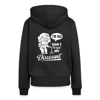 Pension de retraité N’oubliez pas ma réduction - Sweat à capuche Premium bio Femme - noir - Dos - Julia (174cm)