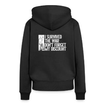 Pension de retraité N’oubliez pas ma réduction - Sweat à capuche Premium bio Femme - noir - Dos - Julia (174cm)