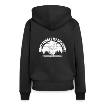 Pension de retraité N’oubliez pas ma réduction - Sweat à capuche Premium bio Femme - noir - Dos - Julia (174cm)