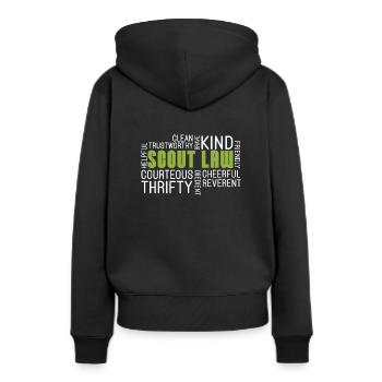 Loi scoute - Sweat à capuche Premium bio Femme - noir - Dos - Julia (174cm)