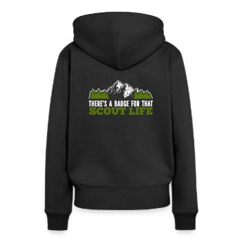 Insigne scout - Sweat à capuche Premium bio Femme - noir - Dos - Julia (174cm)