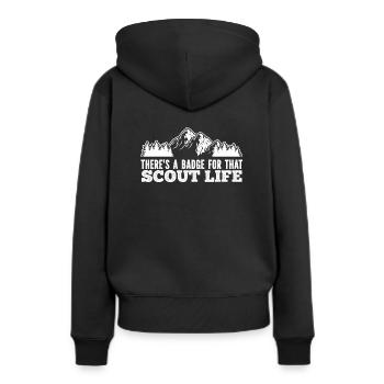 Insigne scout - Sweat à capuche Premium bio Femme - noir - Dos - Julia (174cm)