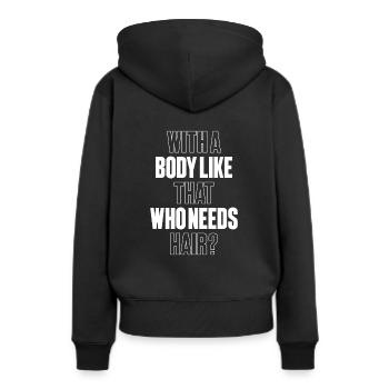 Schwarzer Humor Kahl - Frauen Premium Bio Hoodie - Schwarz - Hinten - Julia (174cm)