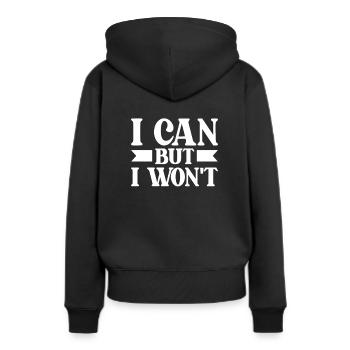 Schwarzer Humor - Frauen Premium Bio Hoodie - Schwarz - Hinten - Julia (174cm)