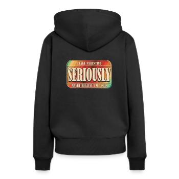 Schwarzer Humor Erziehung - Frauen Premium Bio Hoodie - Schwarz - Hinten - Julia (174cm)
