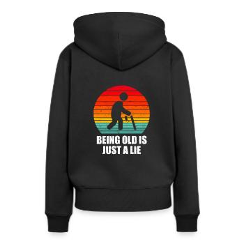 Schwarzer Humor - Frauen Premium Bio Hoodie - Schwarz - Hinten - Julia (174cm)