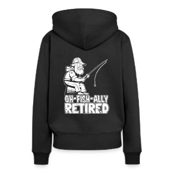 Pension de retraité Ohfishally Retraité - Sweat à capuche Premium bio Femme - noir - Dos - Julia (174cm)