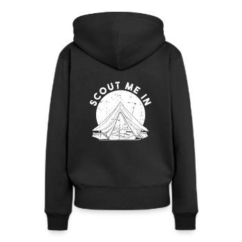 Boy Scout Moi Dans - Sweat à capuche Premium bio Femme - noir - Dos - Julia (174cm)