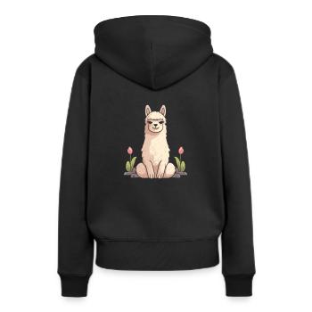 Lama Llama - Sweat à capuche Premium bio Femme - noir - Dos - Julia (174cm)