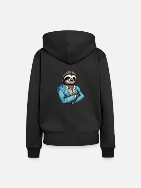 Faultier Cool - Frauen Premium Bio Hoodie - Schwarz