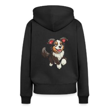 Hund Vierbeiner Niedlich - Frauen Premium Bio Hoodie - Schwarz - Hinten - Julia (174cm)