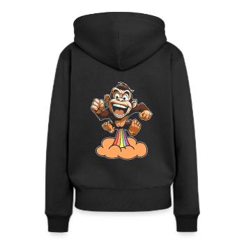 Singe Drôle Arc-en-Ciel Pet - Sweat à capuche Premium bio Femme - noir - Dos - Julia (174cm)