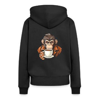 Café de singe - Sweat à capuche Premium bio Femme - noir - Dos - Julia (174cm)