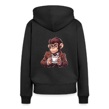 Café de singe - Sweat à capuche Premium bio Femme - noir - Dos - Julia (174cm)