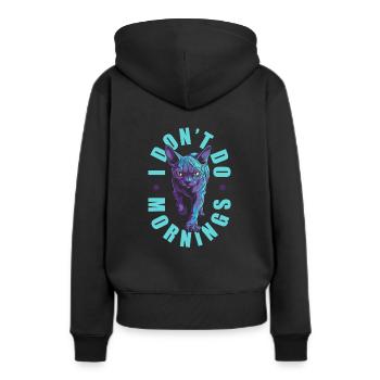 Sphynx Cat Funny I Don't Do Mornings - Women’s Premium Organic Hoodie - black - Back - Julia (174cm)