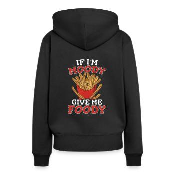 frites frites drôle - Sweat à capuche Premium bio Femme - noir - Dos - Julia (174cm)