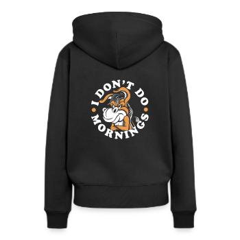 Muli Esel Lustig I Dont Do Mornings - Frauen Premium Bio Hoodie - Schwarz - Hinten - Julia (174cm)