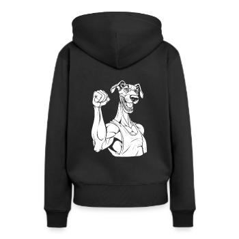 Lévrier Lévrier Drôle - Sweat à capuche Premium bio Femme - noir - Dos - Julia (174cm)