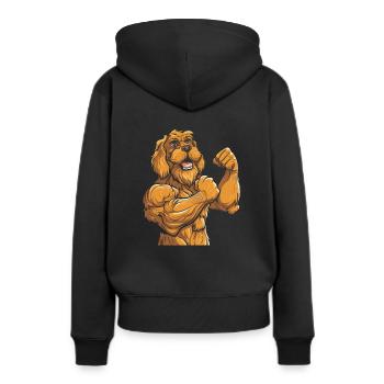 Fitness Goldener Doodle Hund - Frauen Premium Bio Hoodie - Schwarz - Hinten - Julia (174cm)