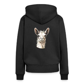 Lama Llama - Sweat à capuche Premium bio Femme - noir - Dos - Julia (174cm)