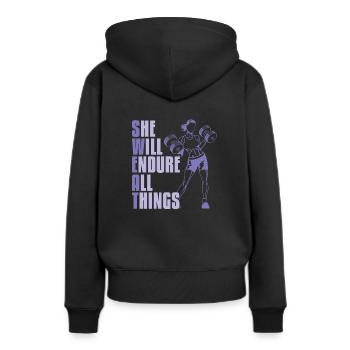 Haltérophilie Haltérophilie Transpiration - Sweat à capuche Premium bio Femme - noir - Dos - Julia (174cm)