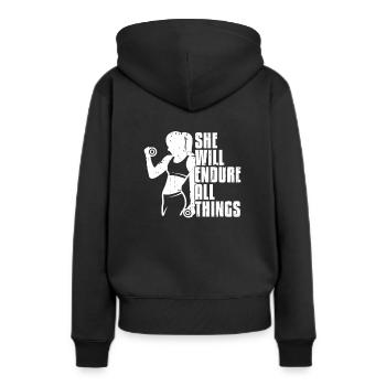 Haltérophilie Haltérophilie Transpiration - Sweat à capuche Premium bio Femme - noir - Dos - Julia (174cm)