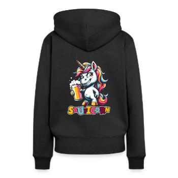 Amateur de bière Licorne Sauficorn - Sweat à capuche Premium bio Femme - noir - Dos - Julia (174cm)