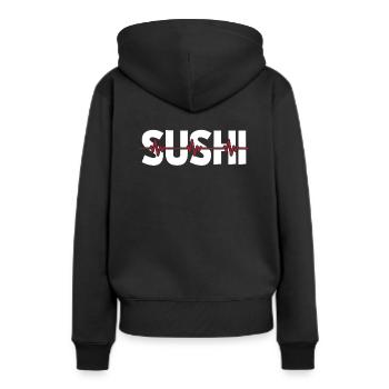Rythme cardiaque de l’électrocardiogramme sushi - Sweat à capuche Premium bio Femme - noir - Dos - Julia (174cm)