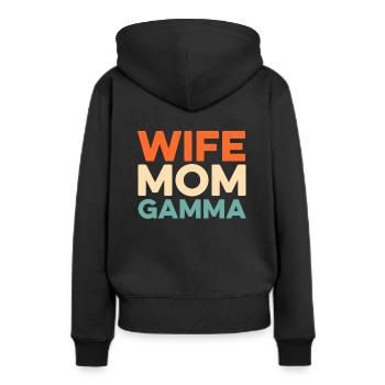 Sororité Soroitas Gamma Mama - Sweat à capuche Premium bio Femme - noir - Dos - Julia (174cm)