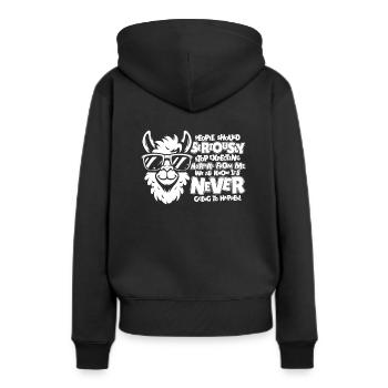 Lama Llama - Sweat à capuche Premium bio Femme - noir - Dos - Julia (174cm)
