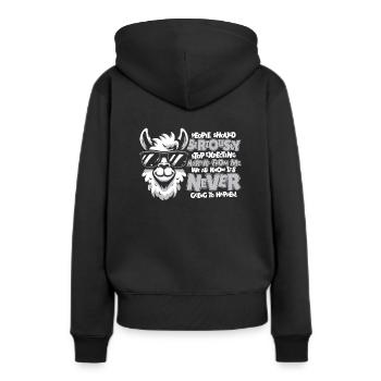 Lama Llama - Sweat à capuche Premium bio Femme - noir - Dos - Julia (174cm)