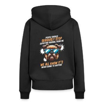 Griffon bruxellois - Sweat à capuche Premium bio Femme - noir - Dos - Julia (174cm)