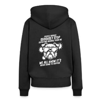 Griffon bruxellois - Sweat à capuche Premium bio Femme - noir - Dos - Julia (174cm)