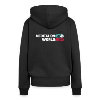 Méditation Méditation Méditation Sur le Monde Hors Monde - Sweat à capuche Premium bio Femme - noir - Dos - Julia (174cm)