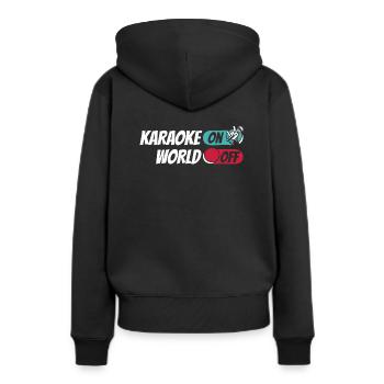 Karaoké Karaoké On World Off - Sweat à capuche Premium bio Femme - noir - Dos - Julia (174cm)
