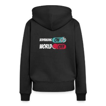 Musculation bodybuilders - Sweat à capuche Premium bio Femme - noir - Dos - Julia (174cm)