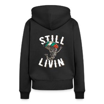 Fallschirmspringer Fallschirmspringen - Frauen Premium Bio Hoodie - Schwarz - Hinten - Julia (174cm)