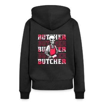 Bouchers, bouchers, bouchers - Sweat à capuche Premium bio Femme - noir - Dos - Julia (174cm)