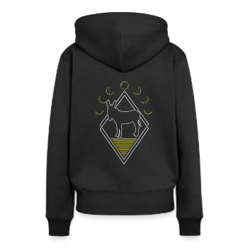 Muli Esel Abstrakt Moon Phases - Frauen Premium Bio Hoodie - Schwarz - Hinten - Julia (174cm)