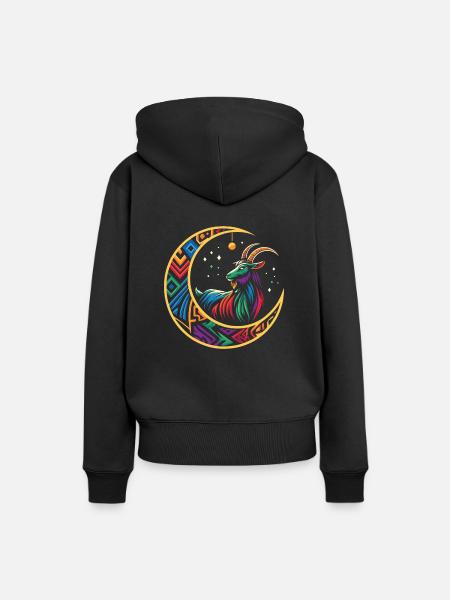 Lune tribale de chèvre - Sweat à capuche Premium bio Femme - noir
