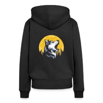 Husky de Sibérie hurlant - Sweat à capuche Premium bio Femme - noir - Dos - Julia (174cm)
