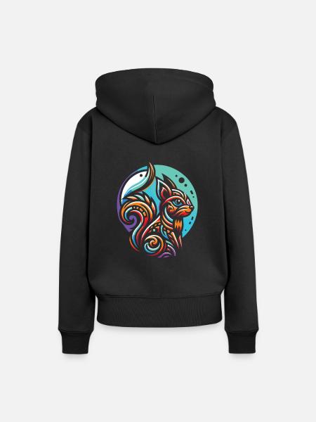 Eichhörnchen Moon Phases - Frauen Premium Bio Hoodie - Schwarz