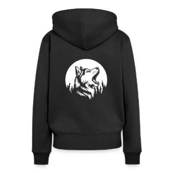 Husky de Sibérie hurlant - Sweat à capuche Premium bio Femme - noir - Dos - Julia (174cm)