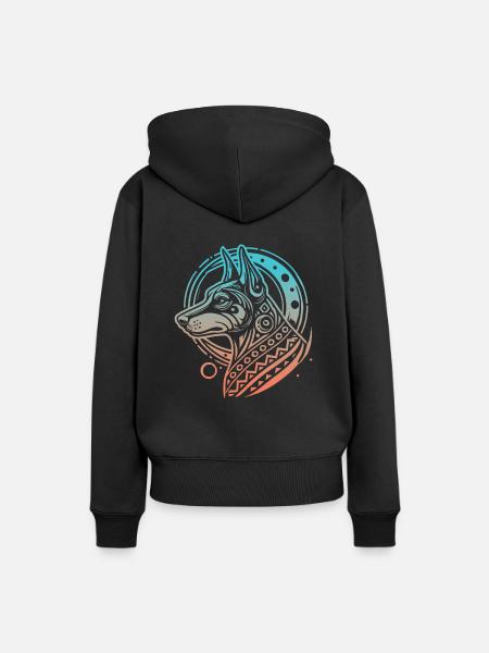 Dobermann Stammes Moon Phases - Frauen Premium Bio Hoodie - Schwarz